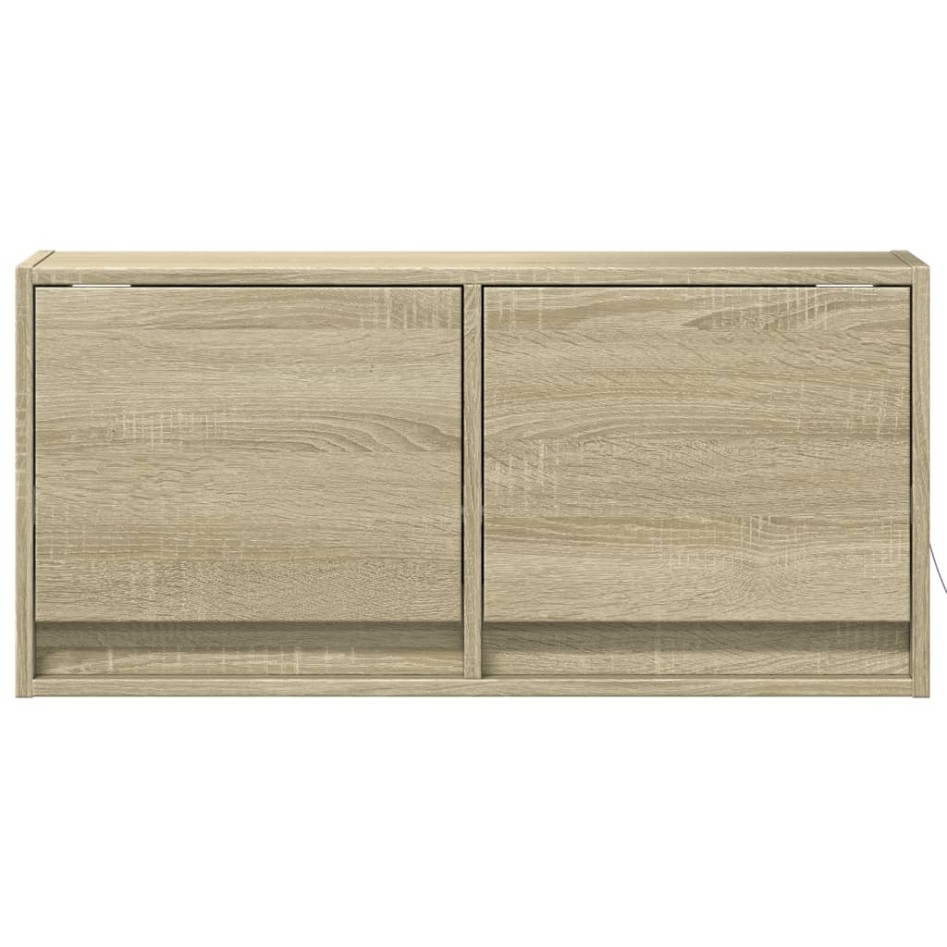 Mueble de TV de pared con luces LED roble Sonoma 80x31x35