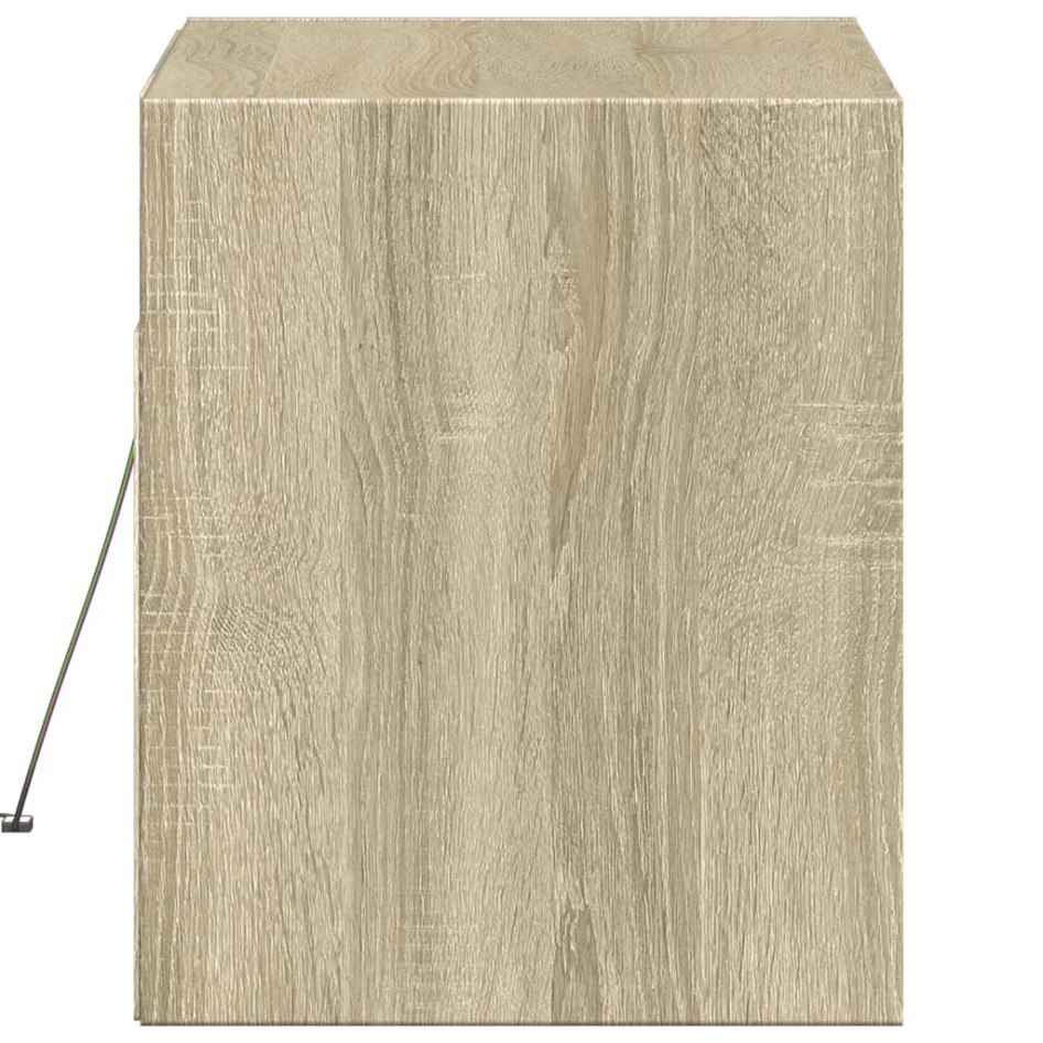 Mueble de TV de pared con luces LED roble Sonoma 80x31x35