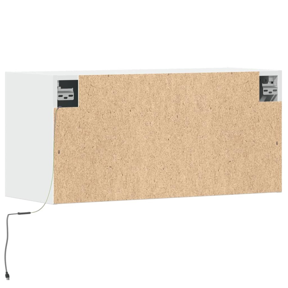 Mueble de TV de pared con luces LED blanco 80x31x35