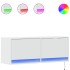 Mueble de TV de pared con luces LED blanco 100x31x35