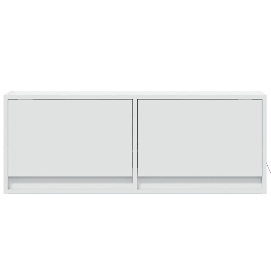Mueble de TV de pared con luces LED blanco 100x31x35