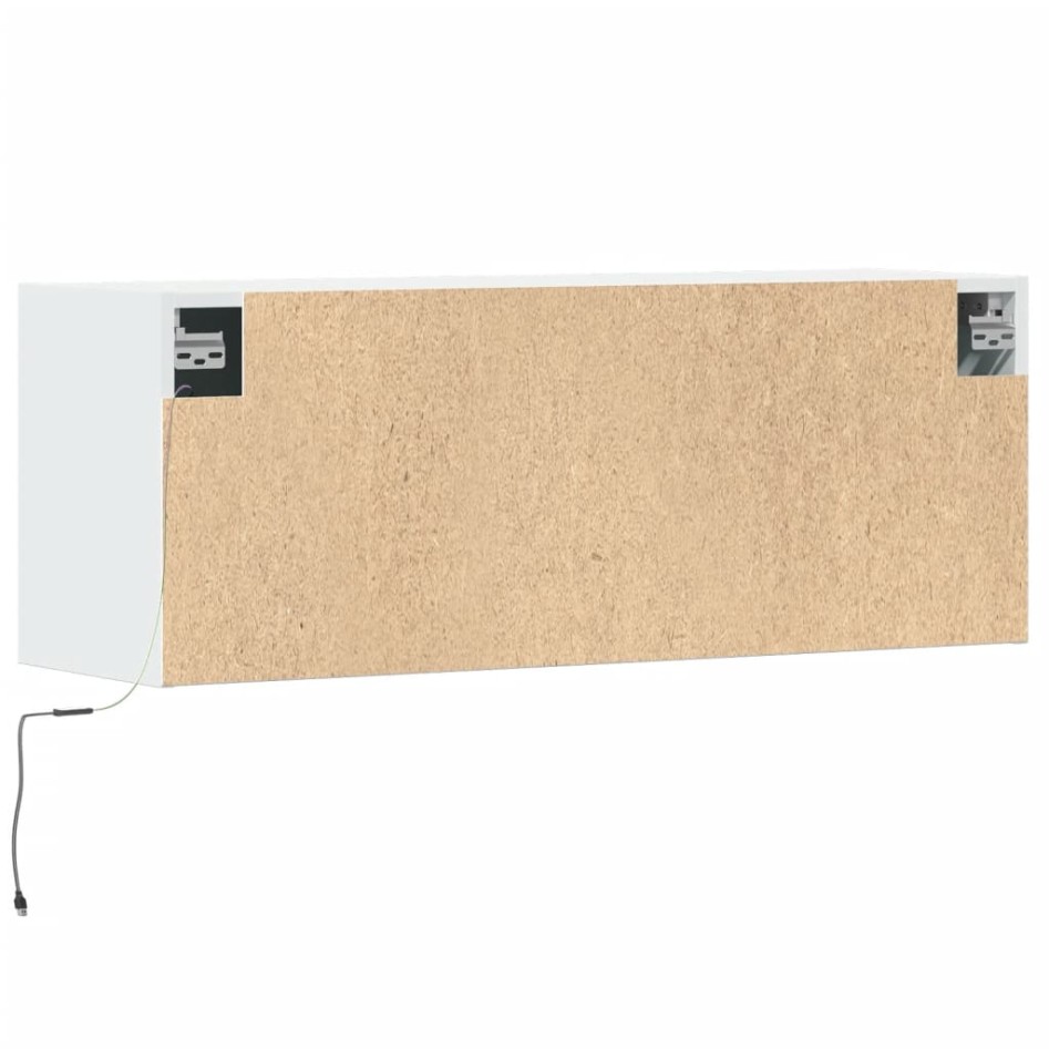 Mueble de TV de pared con luces LED blanco 100x31x35
