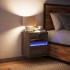 Mesita de noche de pared con luces LED roble