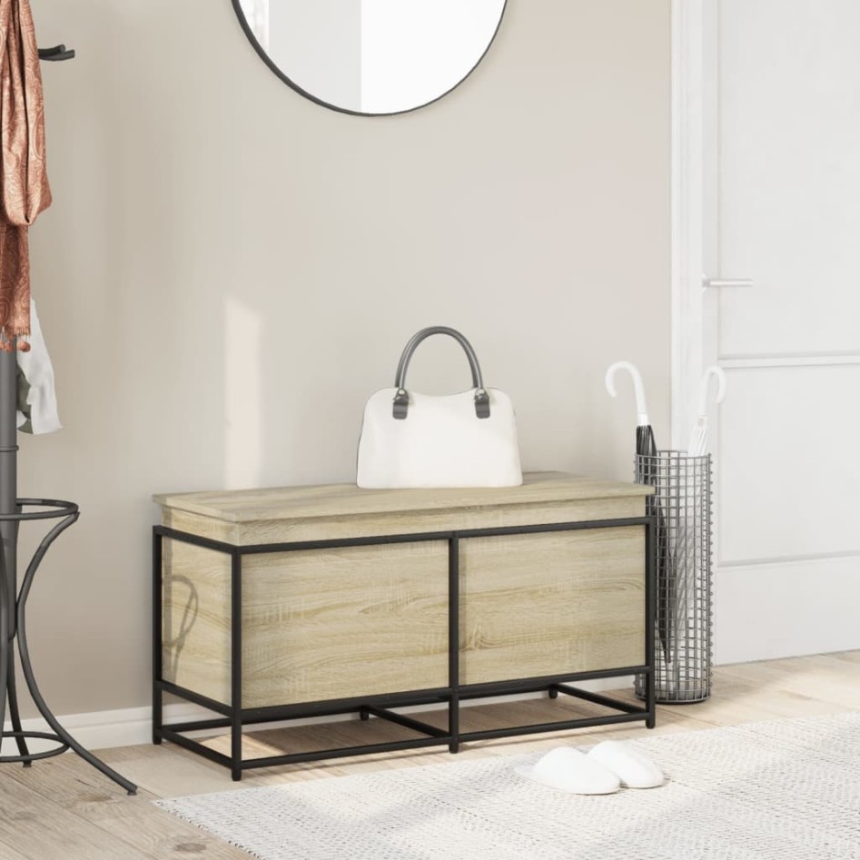 Caja de almacenaje con tapa madera roble Sonoma 100x40x51,5