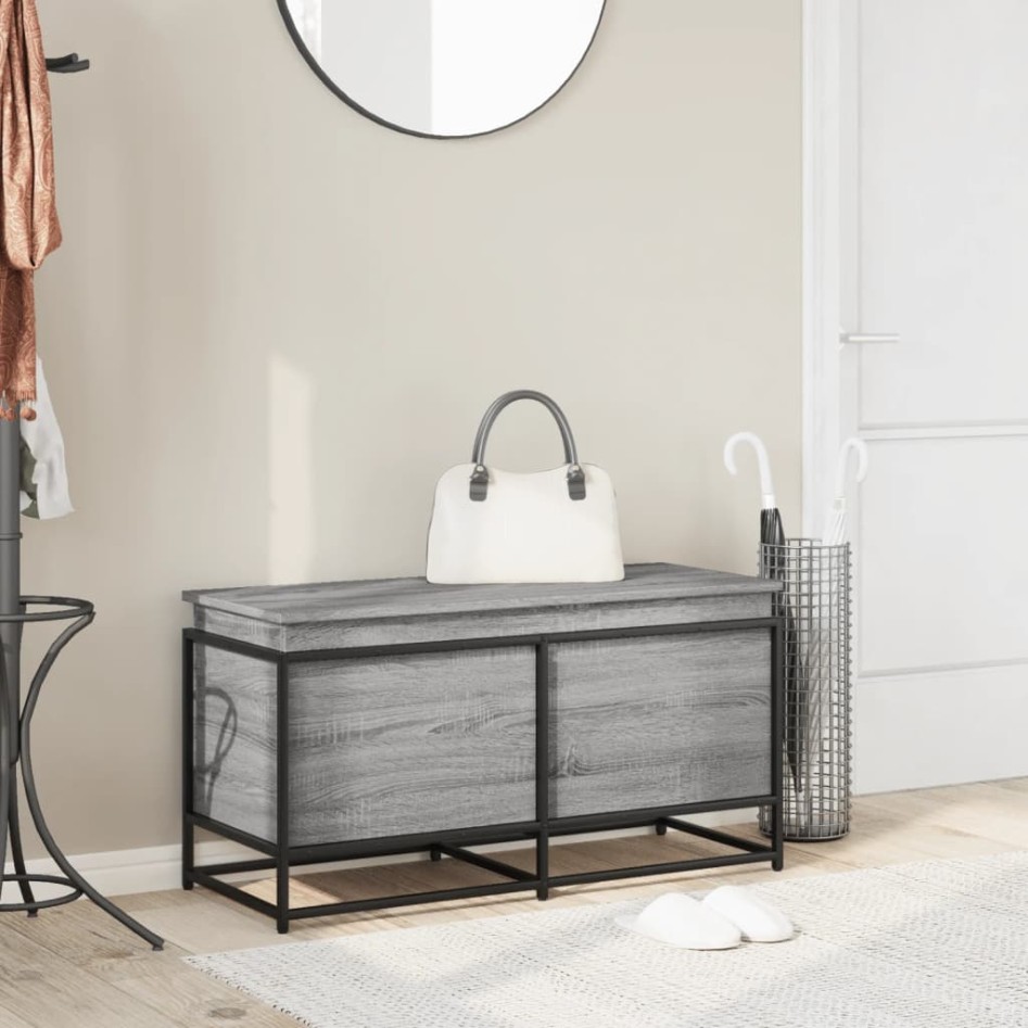 Caja de almacenaje con tapa madera gris Sonoma 100x40x51,5