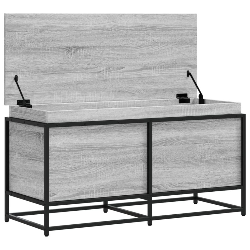 Caja de almacenaje con tapa madera gris Sonoma 100x40x51,5