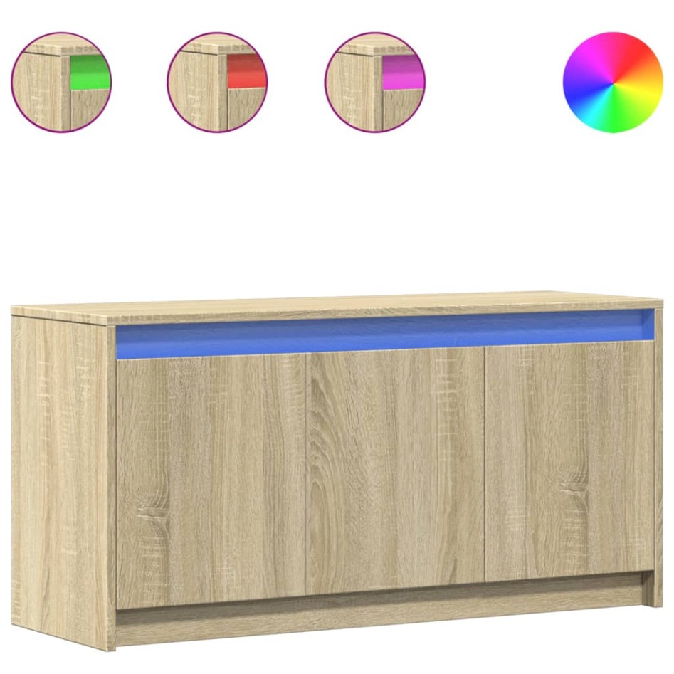 Mueble de TV LED madera de ingeniería roble Sonoma 100x34x50