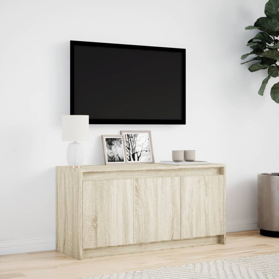 Mueble de TV LED madera de ingeniería roble Sonoma 100x34x50