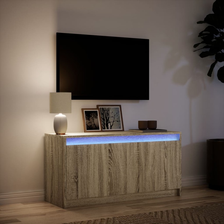 Mueble de TV LED madera de ingeniería roble Sonoma 100x34x50