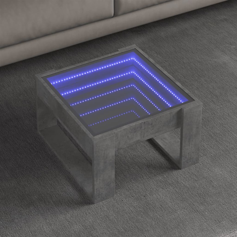 Mesa de centro con Infinity LED gris hormigón 50x53x30