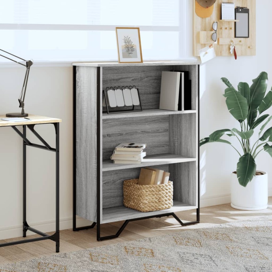 Estantería madera de ingeniería gris Sonoma 80x31x106