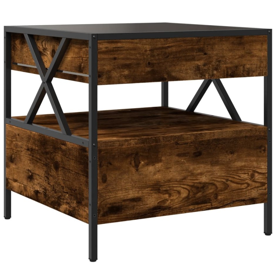 Mesa de centro con Infinity LED roble ahumado 50x50x51