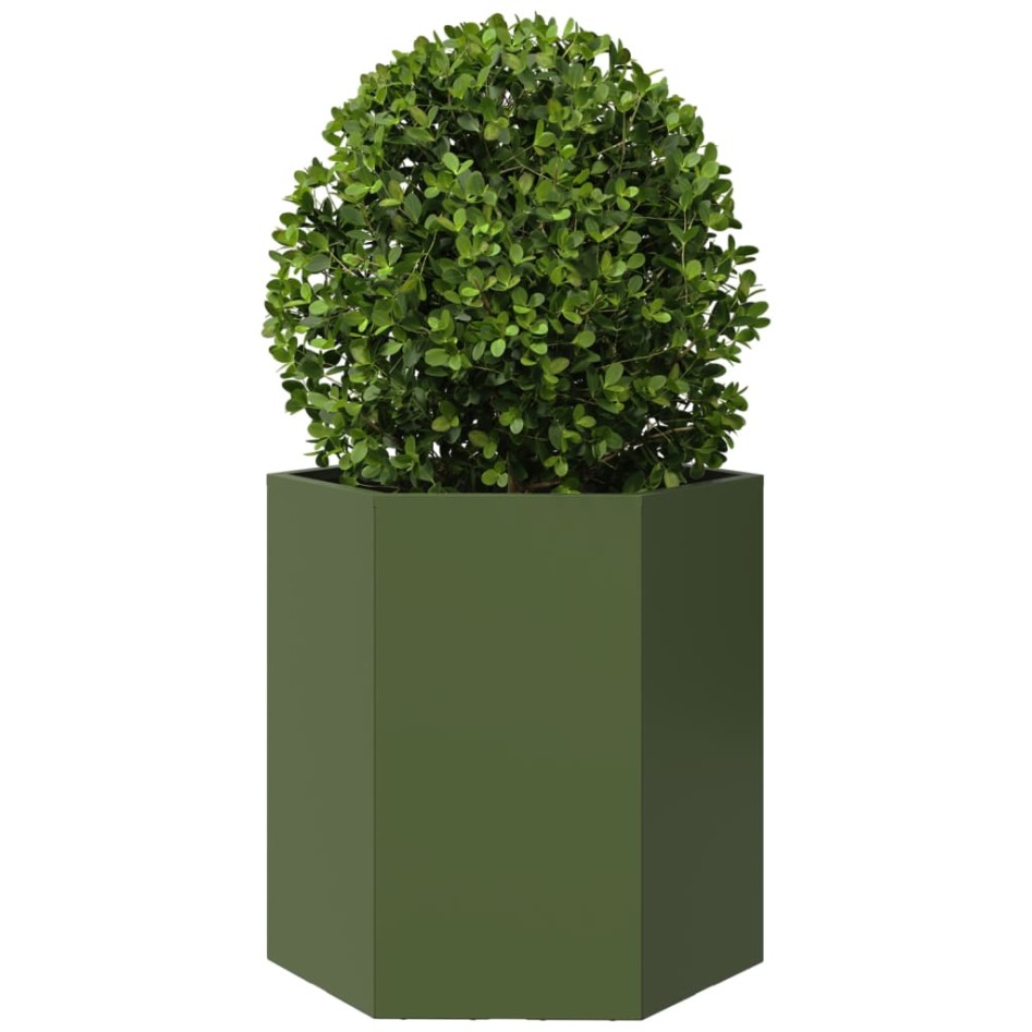 Jardineras hexagonales 2 uds acero verde oliva 46x40x45