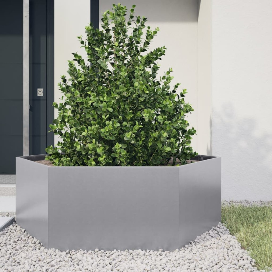 Jardinera hexagonal acero galvanizado 138x120x45