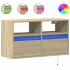 Mueble de TV de pared con luces LED roble Sonoma 80x31x45