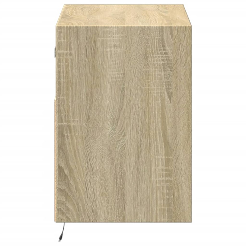 Mueble de TV de pared con luces LED roble Sonoma 80x31x45