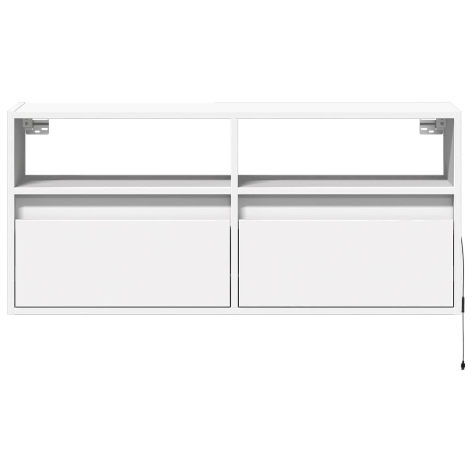 Mueble de TV de pared con luces LED blanco 100x31x45