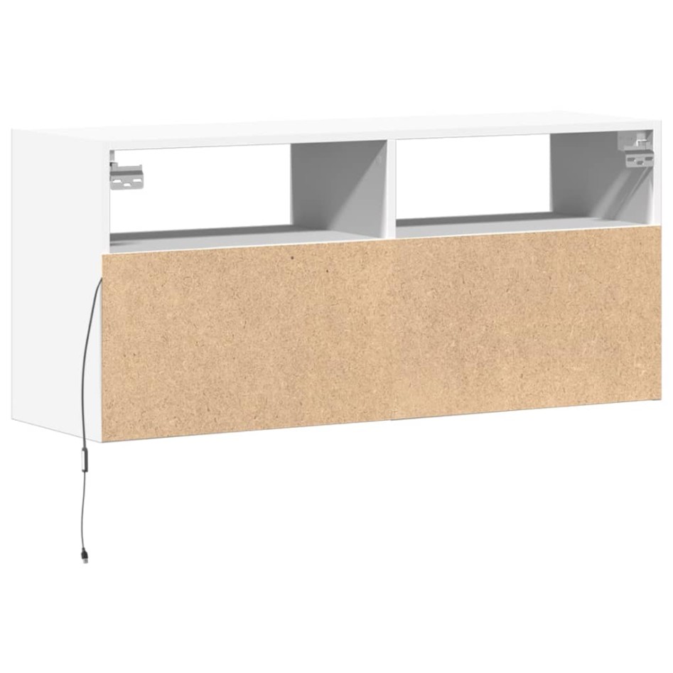 Mueble de TV de pared con luces LED blanco 100x31x45