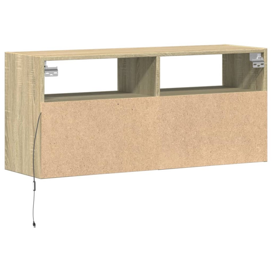 Mueble de TV de pared con luces LED roble Sonoma 100x31x45