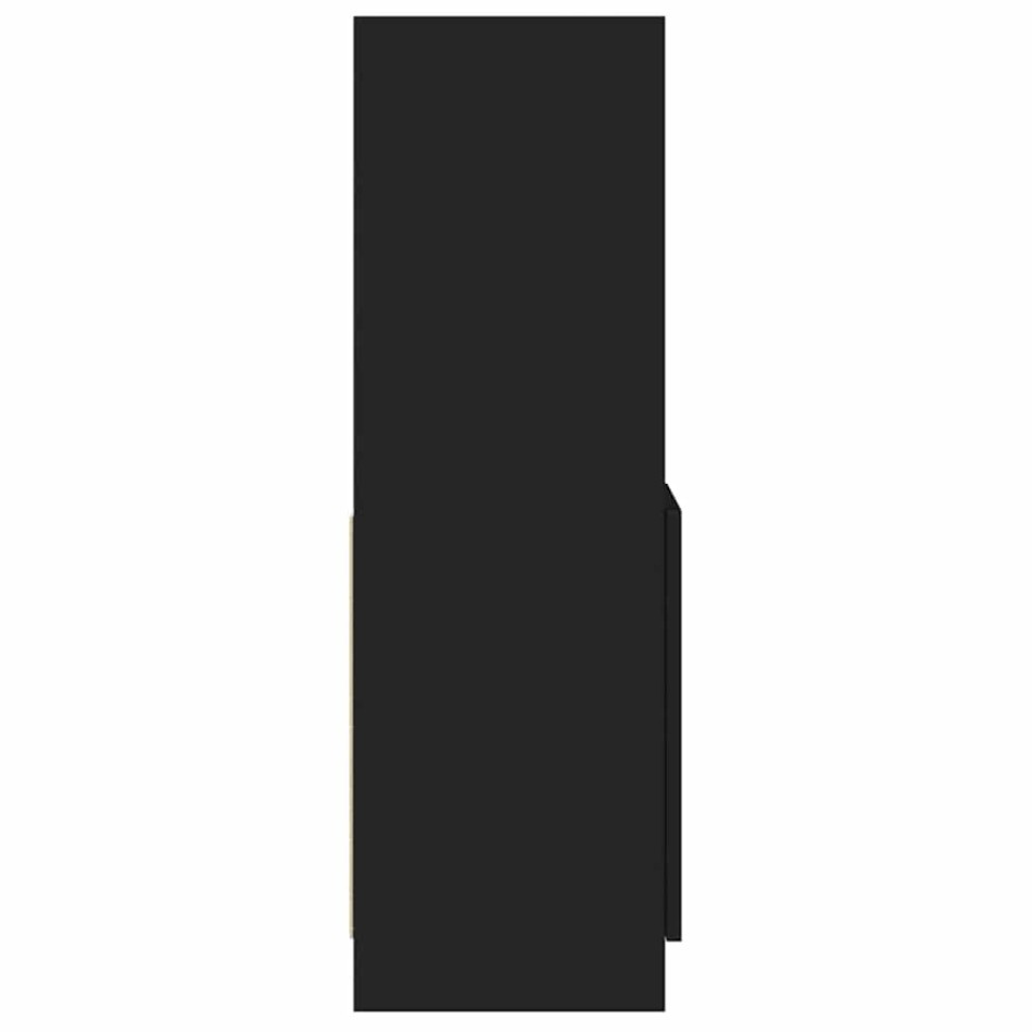 Aparador de madera de ingeniería negro 92x33x100