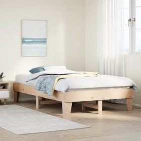 Estructura de cama sin colchón madera maciza de pino 135x190