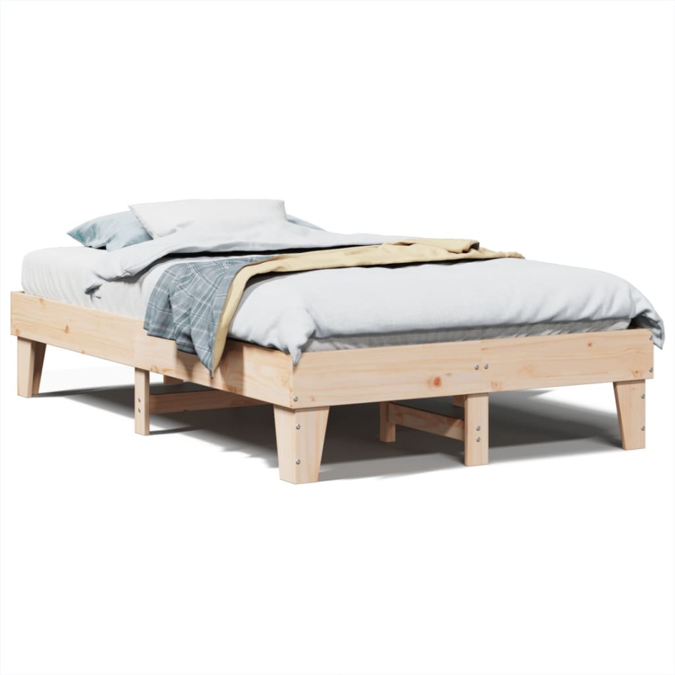 Estructura de cama sin colchón madera maciza de pino 135x190