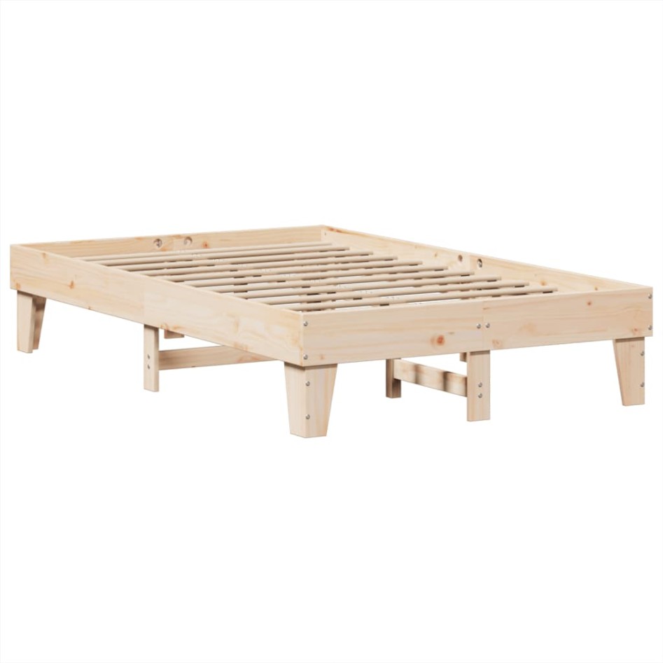 Estructura de cama sin colchón madera maciza de pino 135x190