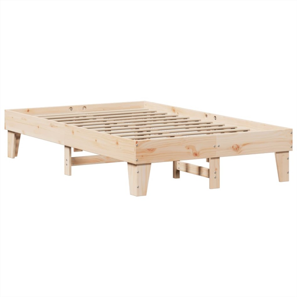 Estructura de cama sin colchón madera maciza de pino 135x190