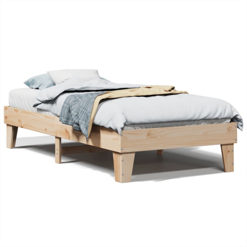 Estructura de cama sin colchón madera maciza pino 75x190