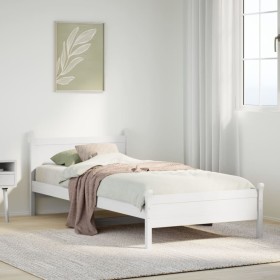 Estructura de cama sin colchón madera maciza blanca 75x190