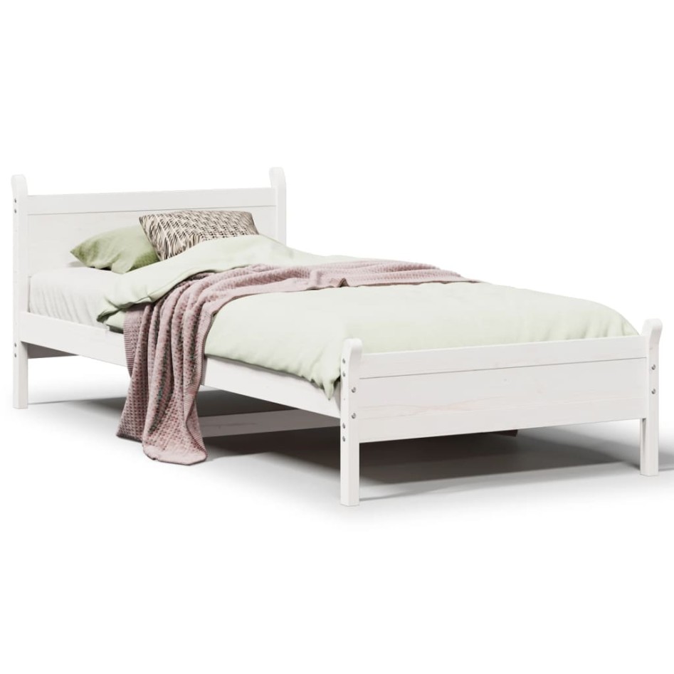 Estructura de cama sin colchón madera maciza blanca 75x190