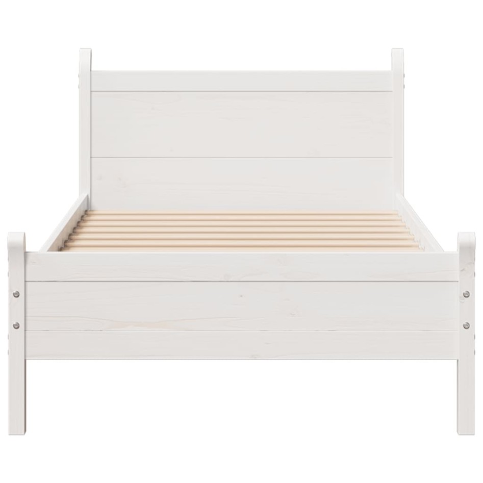 Estructura de cama sin colchón madera maciza blanca 75x190