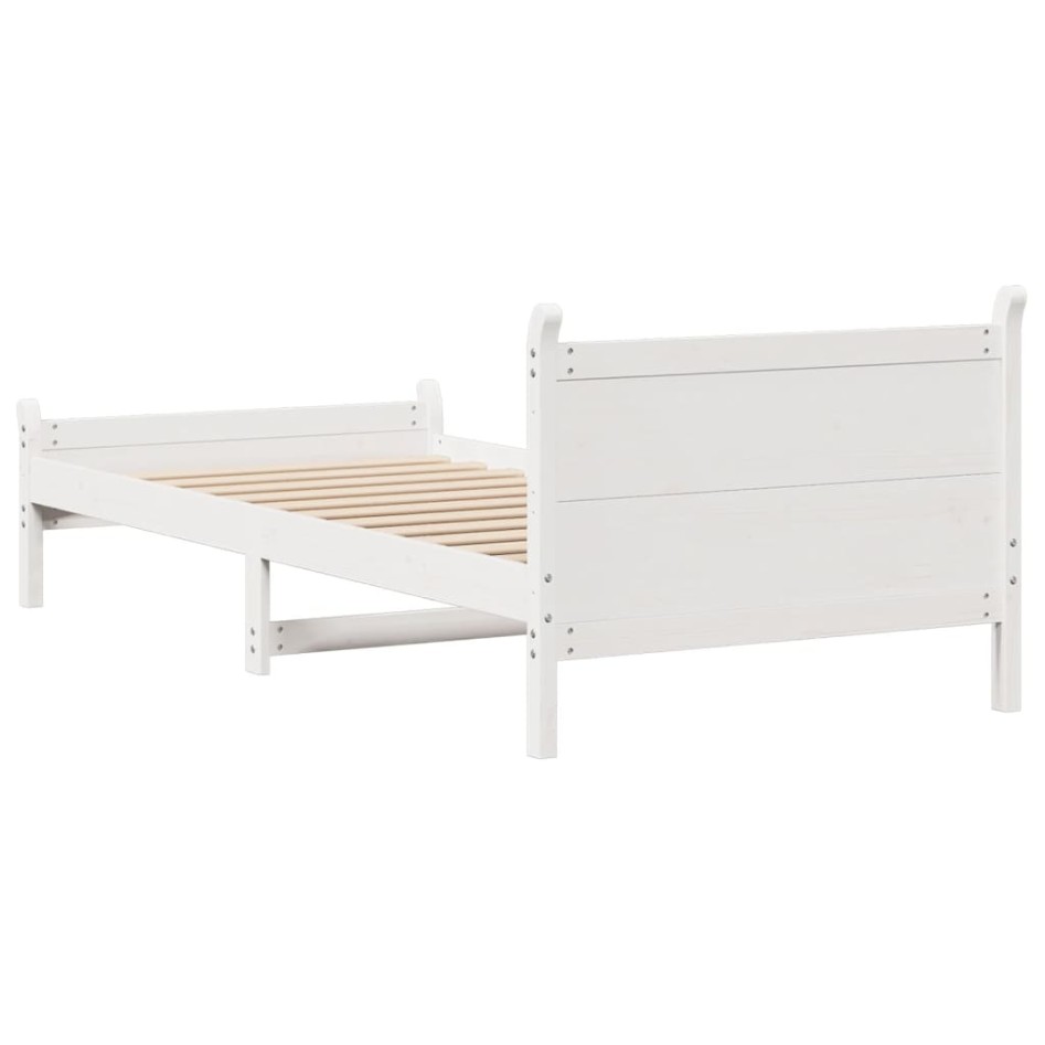 Estructura de cama sin colchón madera maciza blanca 75x190