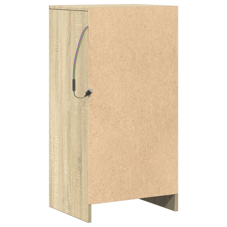 Aparador con LED madera ingeniería roble Sonoma 42,5x34x85
