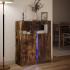 Aparador con LED madera ingeniería roble ahumado 77x34x100