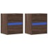 Muebles TV de pared luces LED 2 uds marrón roble 41x31x45