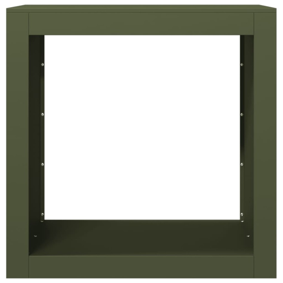 Leñero de acero verde 60x40x60