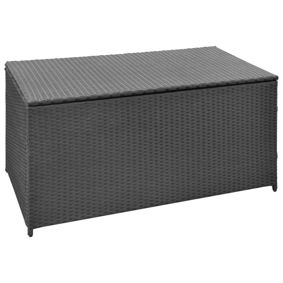 Caja de almacenaje de jardín ratán sintético negro 120x50x60
