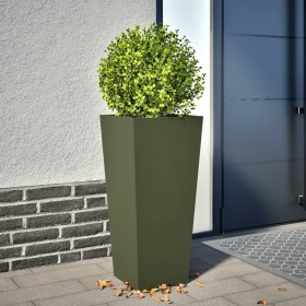 Jardinera hexagonal acero verde oliva 35x35x75