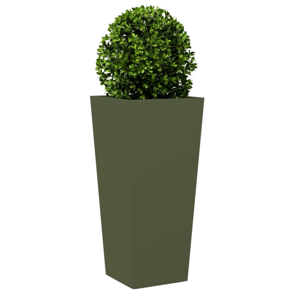 Jardinera hexagonal acero verde oliva 35x35x75