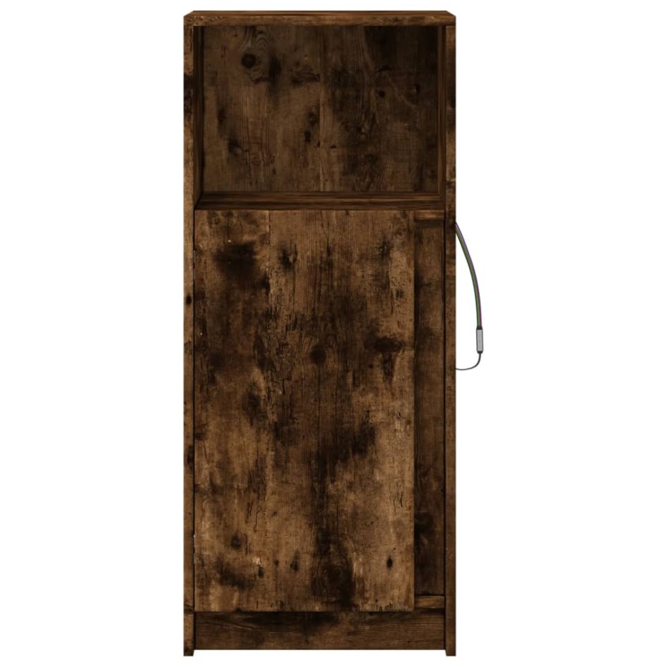 Aparador con LED madera ingeniería roble ahumado 42,5x34x100