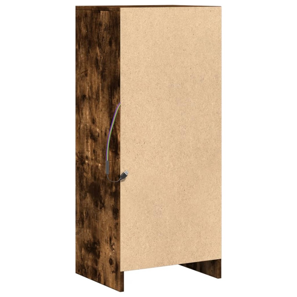 Aparador con LED madera ingeniería roble ahumado 42,5x34x100