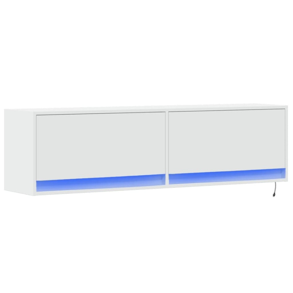 Mueble de TV de pared con luces LED blanco 140x31x38