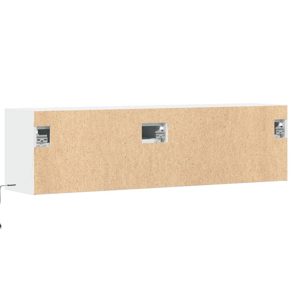 Mueble de TV de pared con luces LED blanco 140x31x38