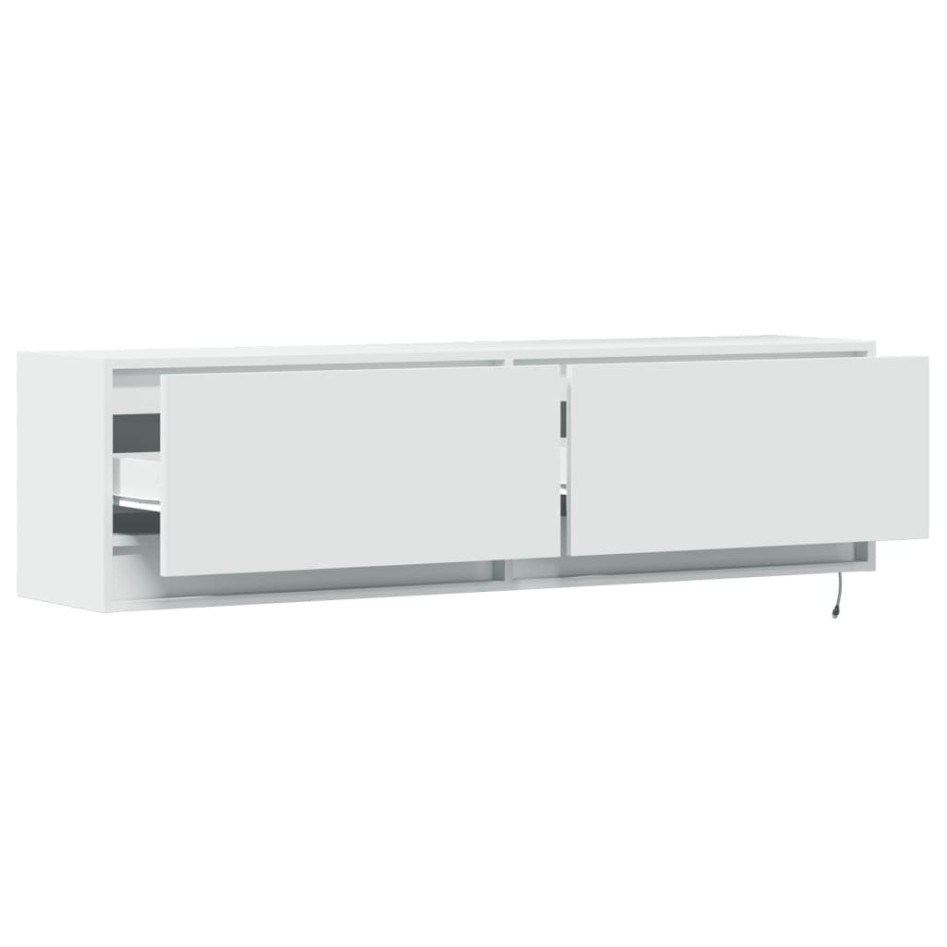 Mueble de TV de pared con luces LED blanco 140x31x38
