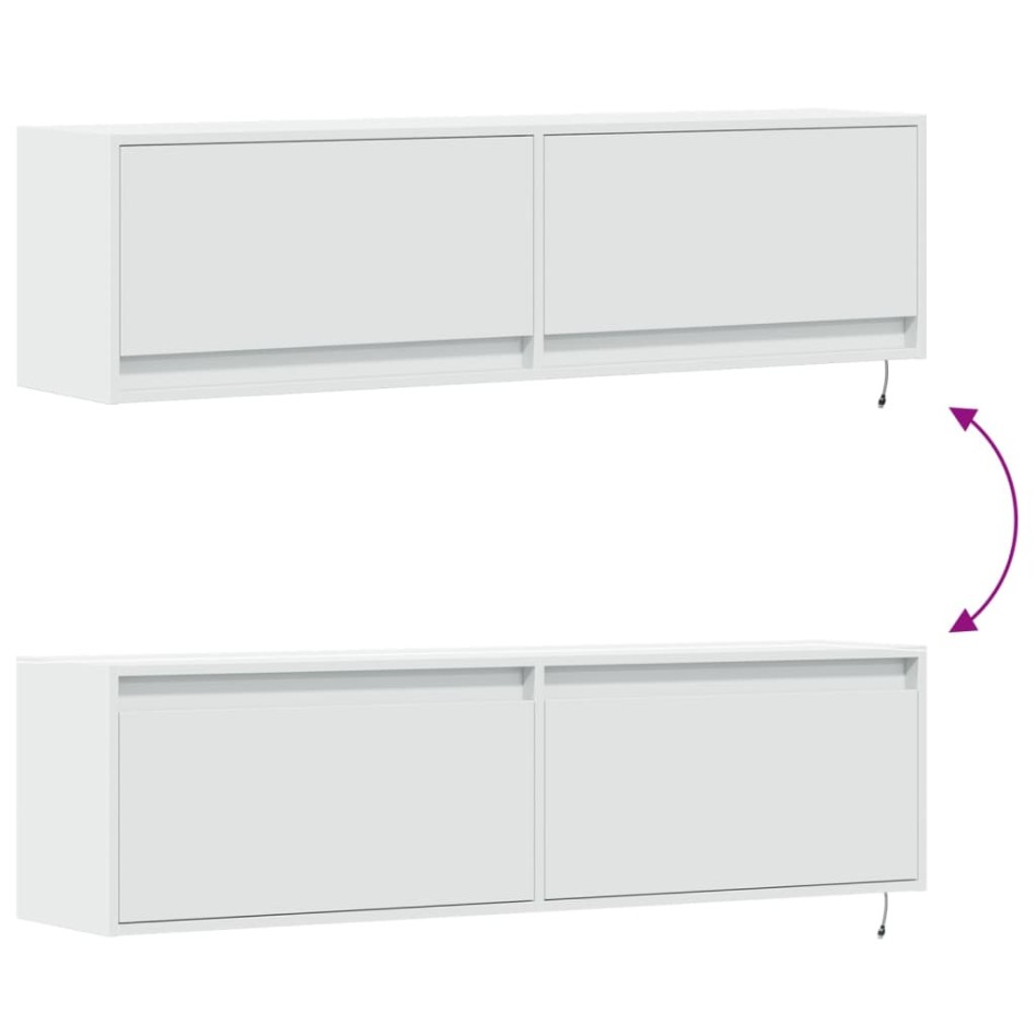 Mueble de TV de pared con luces LED blanco 140x31x38