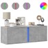 Mueble de TV de pared con luces LED gris hormigón 100x31x35