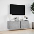 Mueble de TV de pared con luces LED gris hormigón 100x31x35