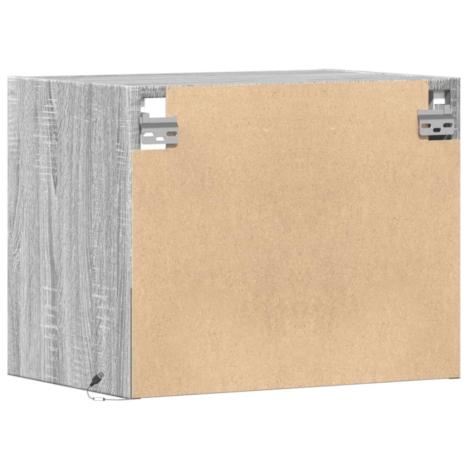 Mesitas de noche de pared con luces LED 2 unidades gris