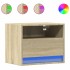 Mesitas de noche de pared con luces LED 2 unidades roble